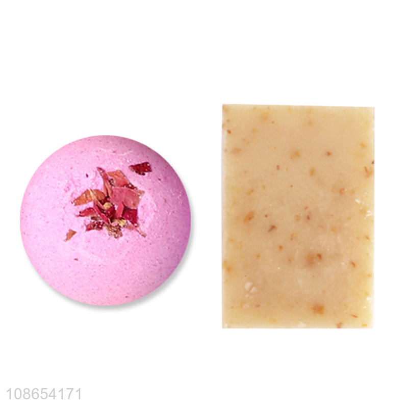 Hot selling women girls spa gifts set with scented candle, bath bomb & handmade soap