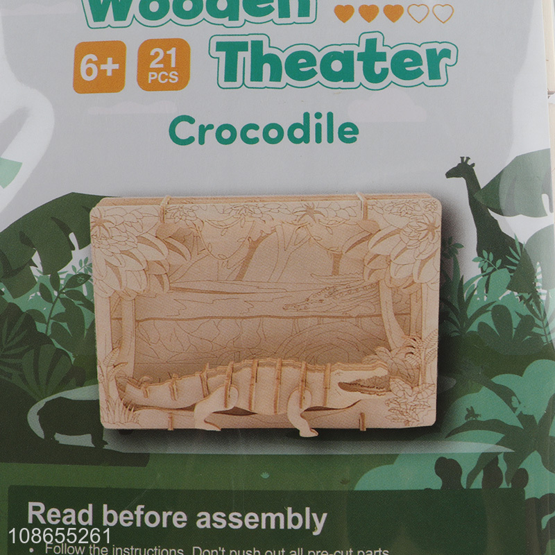 Best selling wooden theater crocodile series 3d puzzle toy for children