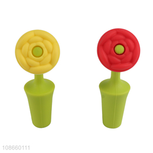 Hot selling flower shaped silicone wine bottle stopper cork plug