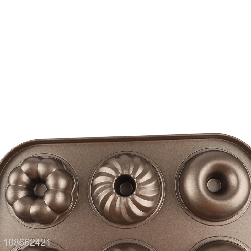 New arrival 9-hole non-stick carbon steel baking pan donut mold