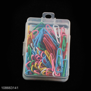 Factory supply 100pcs colorful paper clips mini office paperclips