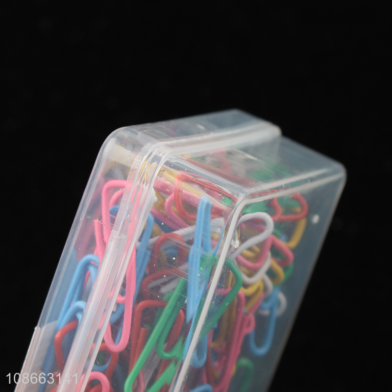 Factory supply 100pcs colorful paper clips mini office paperclips