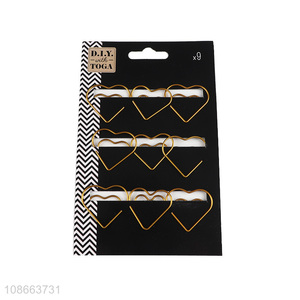 Good selling heart shape 9pcs paper clips binding clips for stationery