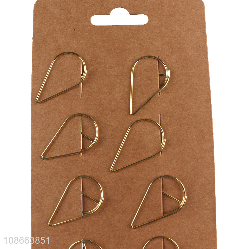 Top selling 8pcs metal binding clips bookmark paper clips wholesale