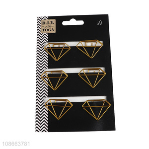 New style 6pcs metal school office paper clips file binding cips for sale