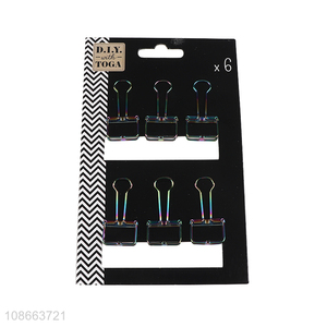 Factory price metal 6pcs stationery file binding clips for sale