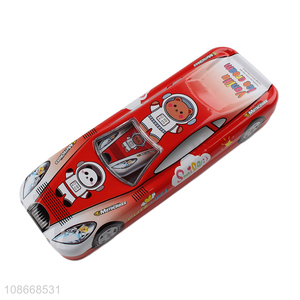 New arrival student stationery double layer cartoon car shape pencil box