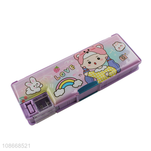 Popular products double sided cute cartoon print pencil box pencil case