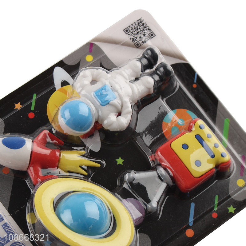Best selling cartoon outer-space erasers set for stationery