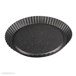 Wholesale round non-stick cast iron pizza pie baking pan kitchen bakeware