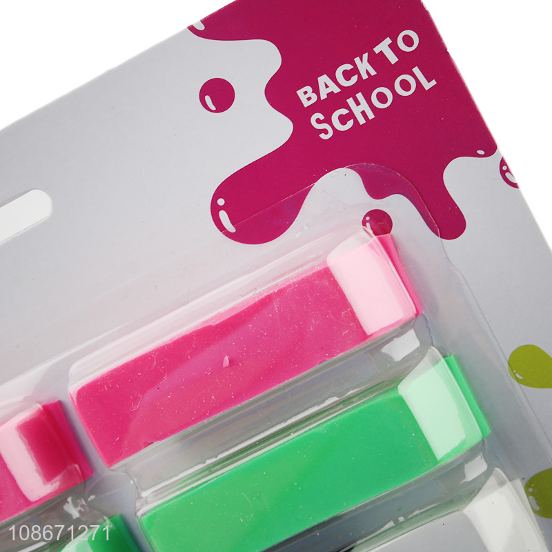 Wholesale colorful pencil cap erasers set kids school stationery