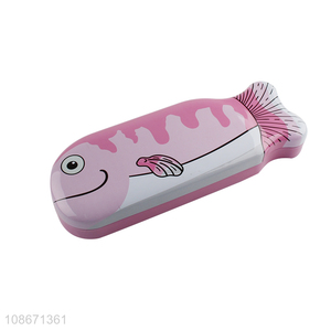 Wholesale cute fish shaped metal pencil case pencil box kids gifts