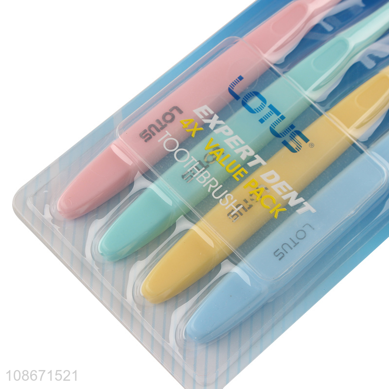 New product 4 pieces soft bristle toothbrush for whole family use