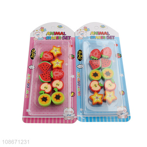 Hot selling cute cartoon fruit shape erasers rubber for children