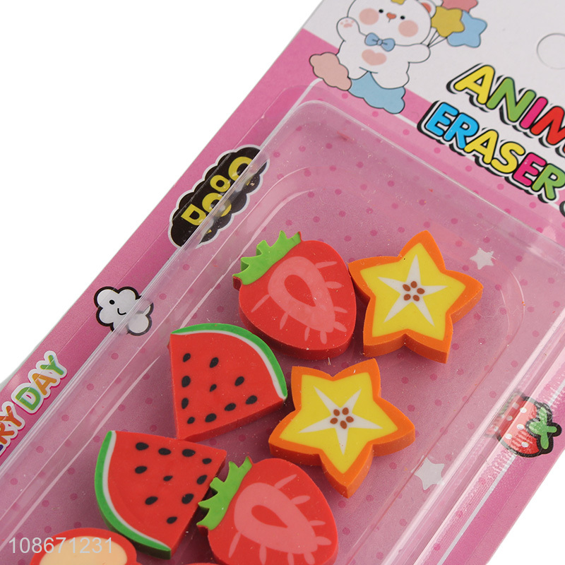 Hot selling cute cartoon fruit shape erasers rubber for children