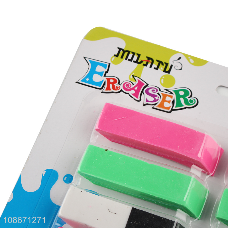 Wholesale colorful pencil cap erasers set kids school stationery