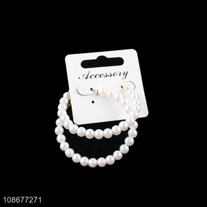 Yiwu market fashion ladies pearl earrings for jewelry