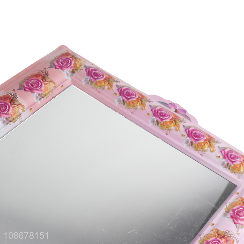 Good price floral framed wall mounted mirror exquisite bathroom mirror