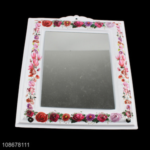 Wholesale floral framed bathroom mirror wall hanging makeup mirror