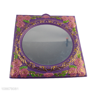 Wholesale Chinese style wall hanging mirror floral framed bathroom mirror