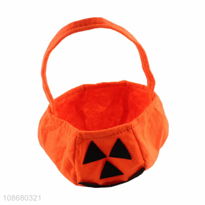 Wholesale Halloween decoration non-woven pumpkin bucket candy bucket for kids