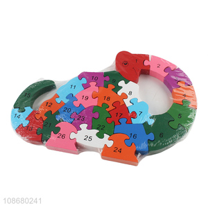 Wholesale wooden dinosaur jigsaw puzzle educational number puzzle toy