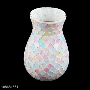 China products modern colored mosaic glass flower vase for home décor