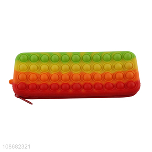 Best selling students stationery zipper pencil bag bubble silicone toy