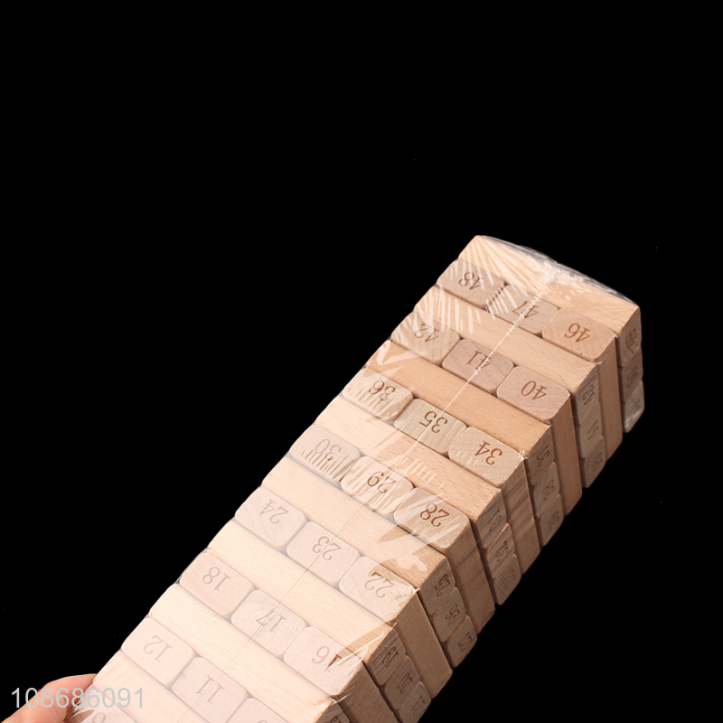 Wholesale 51pcs wooden blocks stacking toy tumbling tower game for boys girls