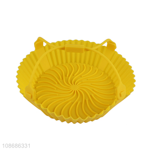 China factory yellow silicone non-stick baking pan air fryer pot for sale