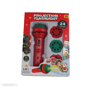 Wholesale 24 image projection Christmas projection flashlight for kids