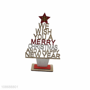 Wholesale laser cut wooden cutout Christmas tree figurine for Xmas decor