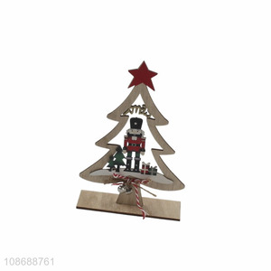 Good sale hollowed-out wooden Christmas figurine Christmas table centerpieces