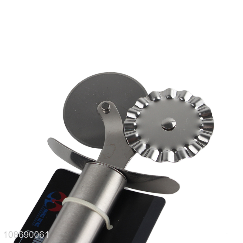 Yiwu market stainless steel double roller pizza tool pizza slicer