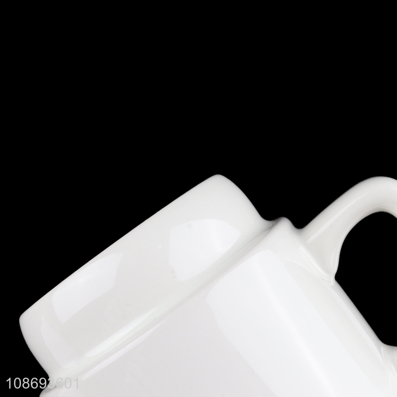 Wholesale stackable white blank ceramic coffee mug with handle
