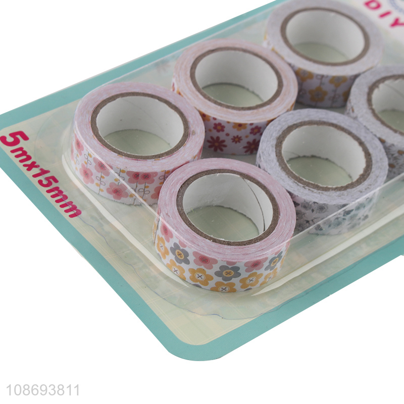 New product 6pcs floral print washi tape decorative paper tapes
