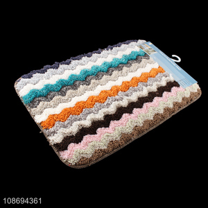New product wave pattern anti-slip water absorbent bathroom rug mat