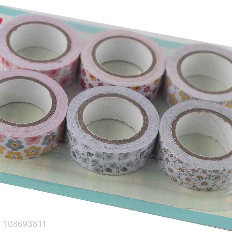New product 6pcs floral print washi tape decorative paper tapes