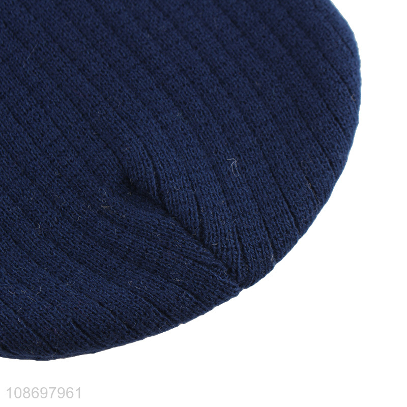 China products blue winter warm knitted hat beanies hat for outdoor