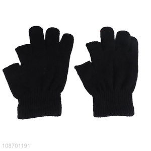Factory direct sale two fingers exposed polyester gloves for winter