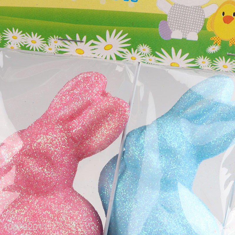 Good quality 5pcs glitter foam Easter bunny picks for decoration
