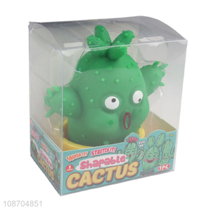 China supplier green cactus squeeze toys for stress relief