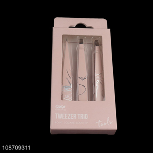 Hot selling 3pcs stainless steel eyebrow tweezers for women and men