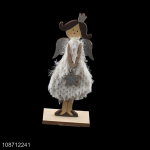Hot sale wooden Christmas angel statue Christmas tabletop decorations