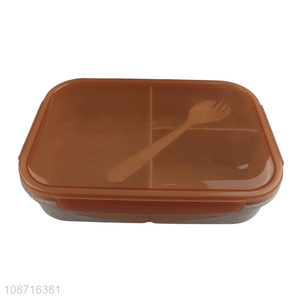 High quality 3-compartment bpa free leakproof natural wheat <em>straw</em> lunch box