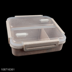 Factory supply 3-compartment eco-friendly wheat <em>straw</em> lunch box for adults