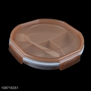 Good quality 3-compartment biodegradable wheat <em>straw</em> bento lunch box food container