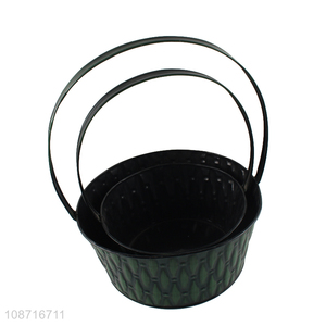 Good price garden decoration galvanized metal flower pot with handle