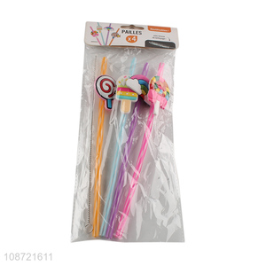 Wholesale plastic drinking straws reusable cartoon straws with <em>straw</em> brush