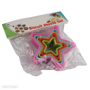 Good quality 5 pieces star shape plastic cookies cutters for baking